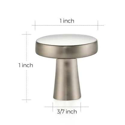 Ravinte 10 Pack Brushed Nickel Cabinet Knobs Mini Round Knobs Single Hole Solid Drawer Pulls for Dresser Drawers -1 Inch Diameter - color: Brushed Nickel