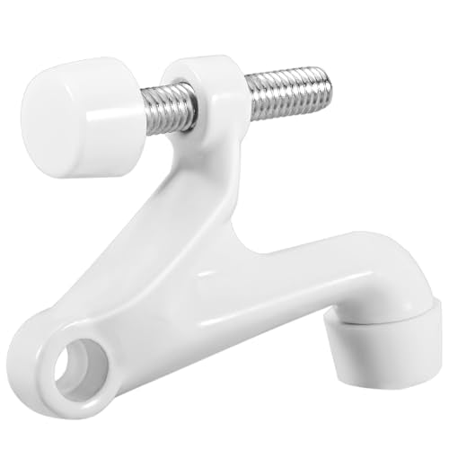 HOMOTEK 4 Pack Hinge Pin Door Stoppers, Hing Door Stops, Adjustable Deluxe Heavy Doorstops for Top of Door, Door Hinge Stoppers with White Rubber Bumper Tips, White - color: White, size: 4 Pack
