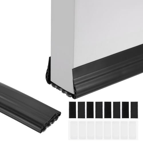 PATIKIL 36.6 Inch Under Door Draft Stopper, PVC Door Draught Excluder with Brush Storm Door Sweep Door Bottom Seal Fit for 1.3"-2.17" Thickness Interior Exterior Doors, Black - color: Black