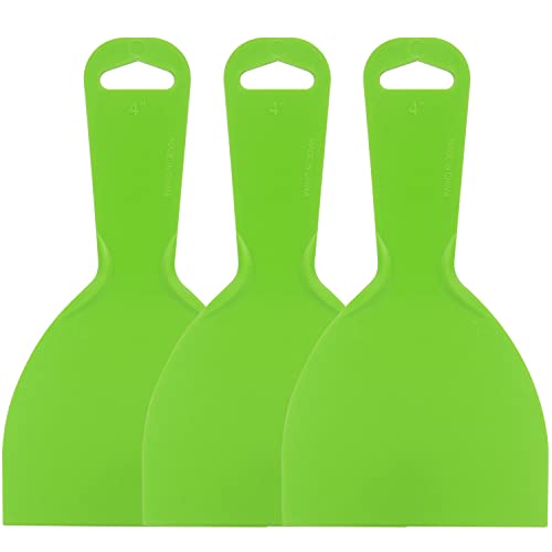 Plastic Putty Knife, 3 PCS 4 Inch Scraper Tool, Flexible Spackle Knives for Drywall, Decals, Wall Paper, Patching, Painting, Taping, Scraping Coating