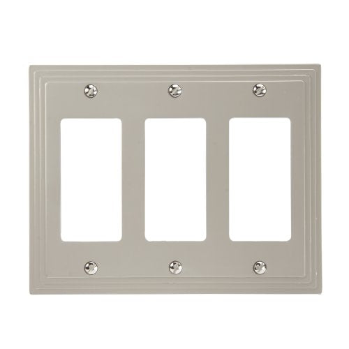 Amerelle Steps Triple Rocker Cast Metal Wallplate in Satin Nickel - color: Satin Nickel, size: 3 Rocker GFCI
