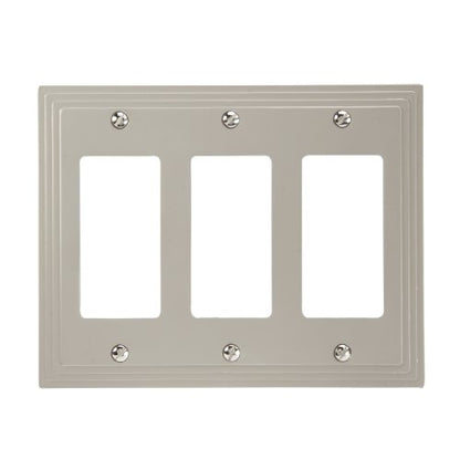 Amerelle Steps Triple Rocker Cast Metal Wallplate in Satin Nickel - color: Satin Nickel, size: 3 Rocker GFCI