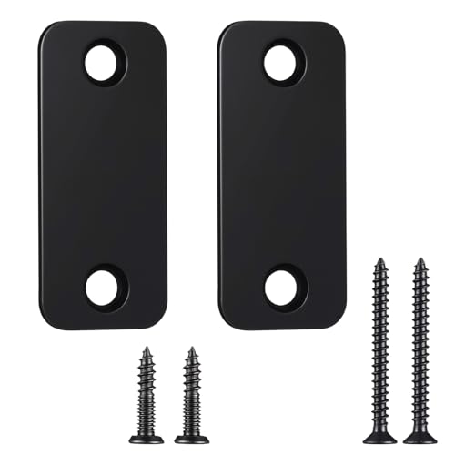 Blulu 2 Set Door Hole Cover Plate 1" x 2-1/4" Stainless Steel Door Strike Filler Plate Latch Filler, Increase Home Security on Entry (Black) - color: Black