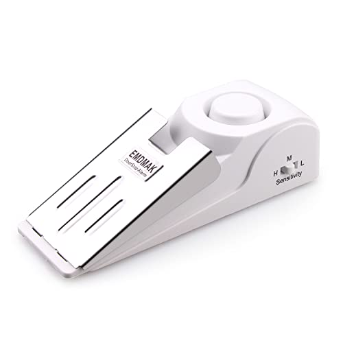 EMDMAK Door Stop Alarm with 120DB Siren Door Stop for Home & Travel (White) (Pack of 1) - color: White, size: 1 Pack