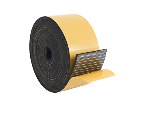 High Density Foam Weather Stripping Door Seal Strip Insulation Tape Roll for Insulating Door Frame, Window, Air Conditioner | Self Adhesive Sealing Weatherstrip (2 in x 1/8 in x 10 Ft, Black) - color: Black, size: 2 in X 1/8 in X 10 Ft