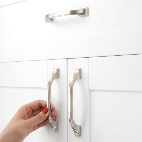 10 Pack Brushed Nickel Cabinet Pulls 3-3/4 Inch Satin Nickel Cabinet Handles Nickel Hardware for Kitchen Cabinets 8222 Drawers Bedroom Dresser Bathroom Vanity Cupboard - color: Brushed Nickel, size: 3-3/4 Inches, style: 10 Pack Arch Pull