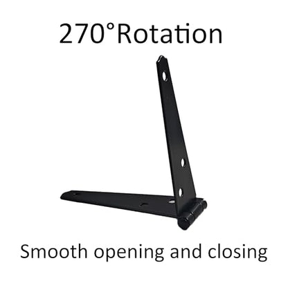 4Pcs 6-Inch Heavy Duty Iron Strap Hinges, Matte Black Gate Tee Hinges for Shed, Fence, Cabinet, Wood Gate Applications with Mounting Screws - size: 6 Inch