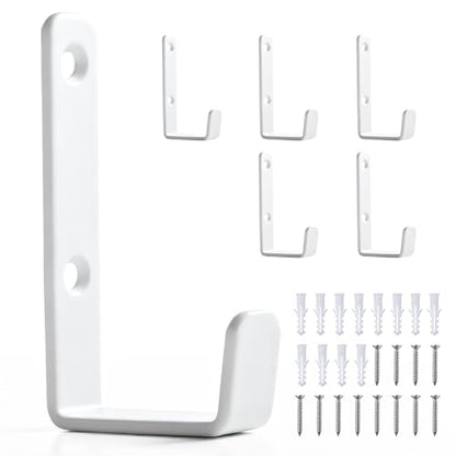 Stainless Steel Hooks for Hanging, Heavy Duty Hooks, Coat Hook, Wall Hooks Wall Mounted Hook Towel Hook Garage Holder Screw Hanger, 6 Pack (White) - color: White
