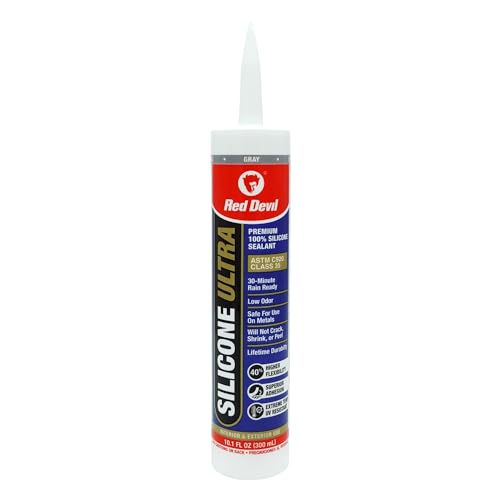 Red Devil 078050 Silicone Ultra 100% RTV Silicone Sealant, 10.1 oz., Gray, 12 Pack - color: Gray, size: 12 - Pack, style: 10.1 oz.