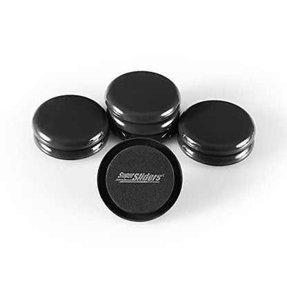 Super Sliders 2-1/2" Round Reusable Furniture Sliders for Carpet, Anti-Slip Protective Furniture Moving Pads for Beds, Sofas, Dressers, Set of 8, Black