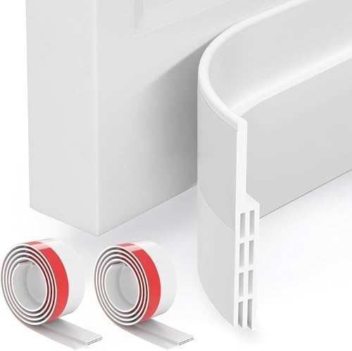 GroTheory 2 Pack Door Draft Stopper, Under Door Sweep for Exterior & Interior Doors, Weather Stripping Door Seal, Garage Window Blocker Noise Cold Air Insulation, Draft Guard White 2" W x 39" L - color: White