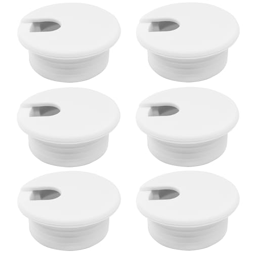 1-1/2 Inch (38mm) White Desk Grommet, Plastic Cable Hole Cover Computer Table Cord Wire Organizer, Desktop Cord Management for Home Office/TV Stands Tabletops (6 Pack) - color: White, size: 1-1/2 Inch