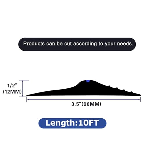 ToLanbbt 10Ft/3.05M Universal Garage Threshold Seal Strip with 300ml Black Sealant/Adhesive, Garage Door Bottom Weatherproof Strip Rubber DIY Weather Stripping Replacement (Black-Blue Line) - color: Black+Blue, size: 10 Ft (incl. 1 adhesive)