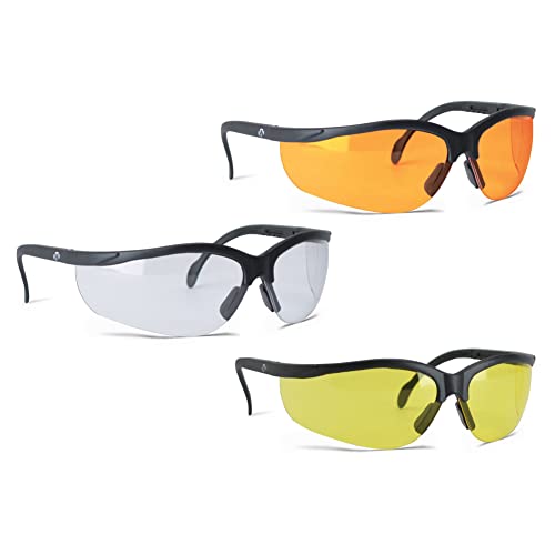 Walker's Sport High-Grade Polycarbonate Lenses Half Frame Soft Rubber Nose Piece Adjustable Safety Shooting Glasses - color: Amber, size: One Size