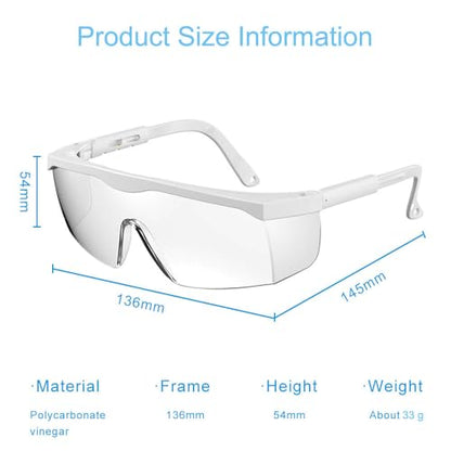 Safety Glasses Anti-fog Clear Safety Goggles Eye Protection Safety Goggles AdjustableTemples,High Transmission, Lightweight & Comfortable Lightweight Protective Glasses. - color: 5 Pcs for White