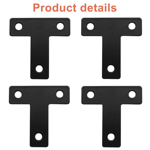 Bivethoi 20 Pcs T Shape Flat Mending Plates 40mm x 40mm (1.57" x 1.57") T Corner Braces T Bracket Connector Fixing Repair Plates for Wood Furniture, Cabinet, Windows, Black - size: 40x40mm/1.57"x1.57", style: T shape