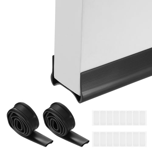 PATIKIL 2 Pcs 36.6 Inch Under Door Draft Stopper, PVC Thickened Double Side Door Draught Excluder Noise Blocker Gap Stoppers Fit for 2.38"-2.82" Thickness Interior Exterior Doors, Black - color: Black