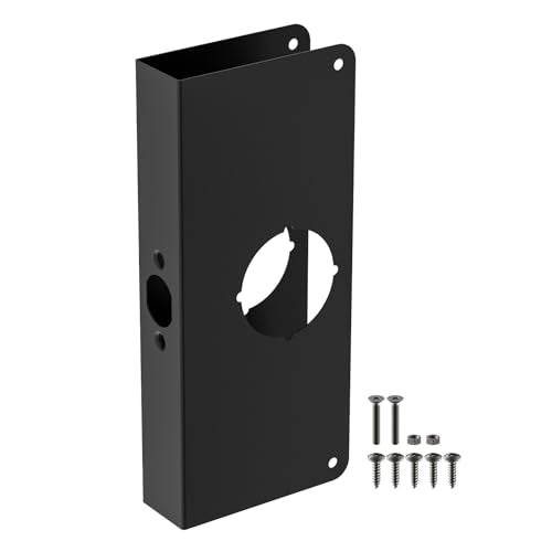 Black U 9585 Stainless Steel Lock and Door Reinforcement Plate for 1-3/8 in Thick Doors, Stainless Steel Finish for Reinforcing and Repairing Doors - 1 Pack - color: Black, size: 1 Pack