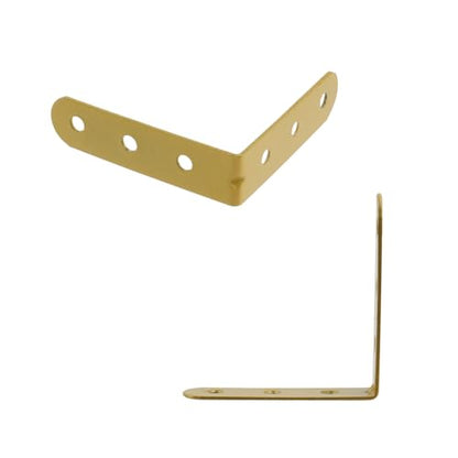 Wealrit 20 PCS L Shape Bracket Corner Braces Gold Right Angle Brackets, Wood Furniture Fastener with Screws for Cabinet Chair Drawer Length- 2.63" - size: 2.63"
