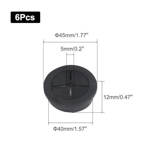 1-9/16 Inch Cable Grommet (40mm) – 6 Pcs Flexible Rubber Cord Hole Covers for Network Racks, Wall Cabinets, Thick Cable Entry (Black) - size: 6pcs 1-9/16"9(40mm)