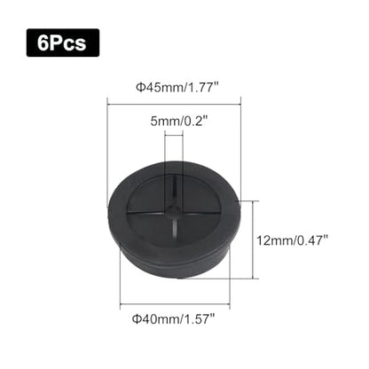 1-9/16 Inch Cable Grommet (40mm) – 6 Pcs Flexible Rubber Cord Hole Covers for Network Racks, Wall Cabinets, Thick Cable Entry (Black) - size: 6pcs 1-9/16"9(40mm)