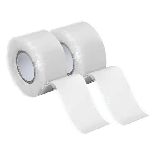 uxcell 2 Pcs Self Fusing Silicone Tape, 1" x 10ft Waterproof Water Leak Sealing Tape for Plumbing Pipe Hose Repair Handles, White - color: White, size: 1" x 10ft