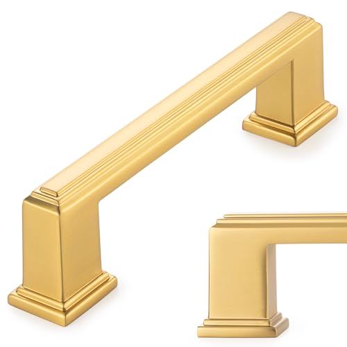 KOOFIZO Brushed Gold Cabinet Pulls Gold Cabinet Handles, 10 Pack 3-3/4 Inch Brushed Gold Hardware for Kitchen Cabinets Drawer Dresser P02 Cupboard Bedroom Bathroom - color: Brushed Gold, size: 3-3/4" CC - 10pcs