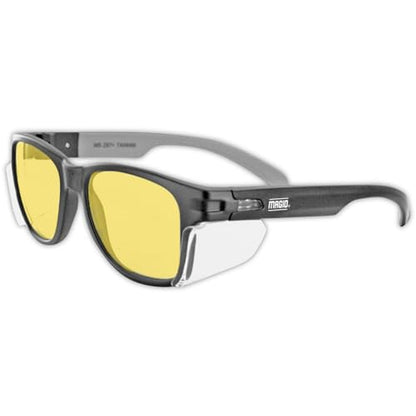 MAGID Y50 Safety Glasses for Construction | Black Frame — 1 Pair, Amber Lens | Side Shields, ANSI Z87.1+, Anti-Fog, Scratch-Resistant, 99.9% UV Protection, Polycarbonate Lens - color: Amber Lens | Black Frame, size: 1 Pair