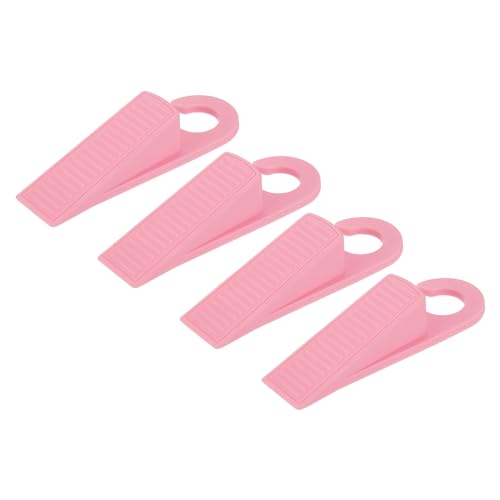 uxcell 4 Pcs Door Stoppers for Bottom of Door, 28mm/1.10 Inch Door Stops, TPR Rubber Door Stopper Wedge Anti Slip, Window Stopper Door Stackable, Pink - color: Pink