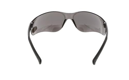 MCR Safety Crews BKH25G BearKat Magnifier Polycarbonate 2.5 Diopter Gray Lens Safety Glasses with Non-Slip Hybrid Black Temple Sleeve - color: Gray Lens, size: 2.5 Diopter