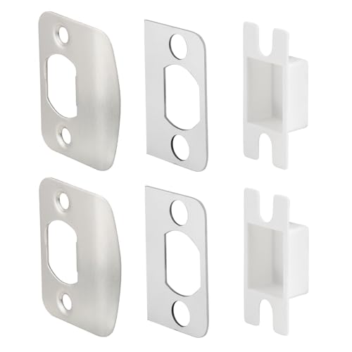 Standard Door Restorer Strike Plates with Shims, Repair Kits to Fix Door Won’t Latch in, Universal Latch Striker Catcher Replacement (2pack, Satin Nickel) - color: Satin Nickel, size: 2 Pack