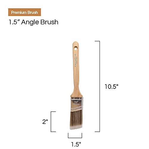 Vermeer Paint Brushes - 6-Pack - 1.5" Angle Sash Brushes for All Latex and Oil Paints & Stains - Home Improvement - Interior & Exterior Use