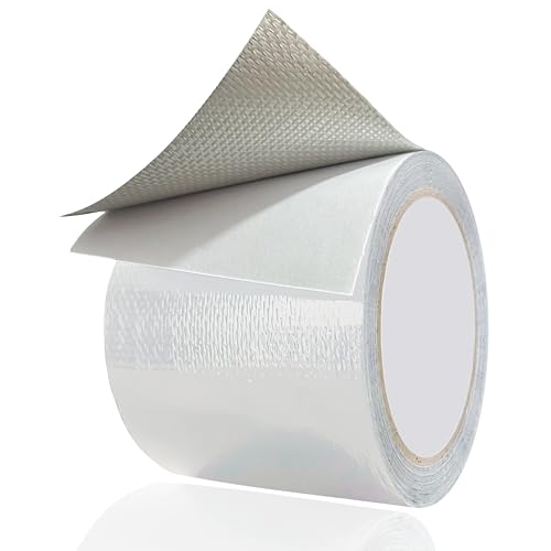 WaterproofRepair Tape for Fabric, 3.1IN x24.6FT, Heavy Duty Outdoor Repair Tape, for RV Roof, Tarp, Tent, Sail and Boat Cover Outdoor Repair Patch, Multipurpose Awning Repair Tape (White) - color: White
