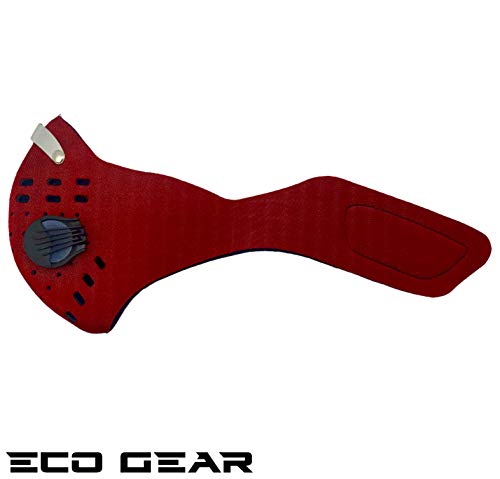 ECO-GEAR Anti Pollution Face Mask with Military Grade Protection | Anti Smoke, Exhaust Gas, Dust & Pollen - color: Red-large