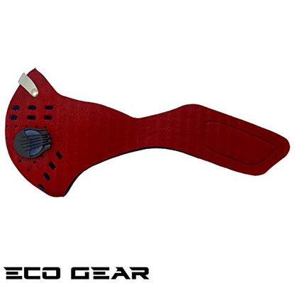 ECO-GEAR Anti Pollution Face Mask with Military Grade Protection | Anti Smoke, Exhaust Gas, Dust & Pollen - color: Red-large
