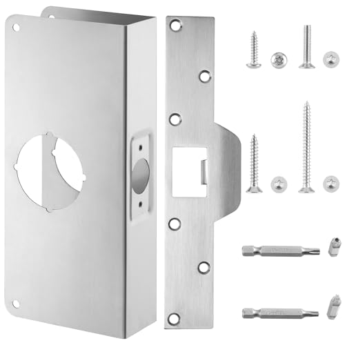 U 9551 Stainless Steel Lock and Door Reinforcement Plate fits 1-3/4"Thick Doors and Includes the U 9476 Security Latch Strike (1-1/4 "x 7-7/8"). - color: Stainless Steel Finish