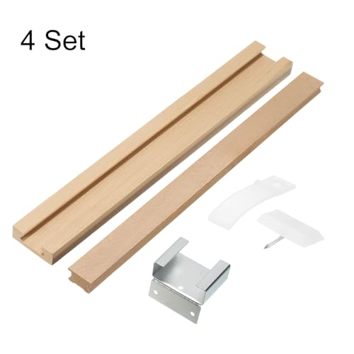 uxcell 4 Set Wooden Drawer Slides, 17-3/4 (45 CM) Classic Wood Center Guide Track with Metal Plastic Slide Glide Bracket, Wood Drawer Glides Bottom Rails Replacement Kit - size: 17-3/4