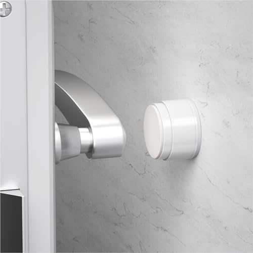 Door Stoppers for Wall Protector with Adhesive, Aluminum Door Knob Wall Protector, Spring Shock Absorption Technology, Door Bumpers for Walls, 1.38" Diameter, 0.94" Thickness, White - color: White