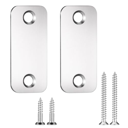 Blulu 2 Set Door Hole Cover Plate 1" x 2-1/4" Stainless Steel Door Strike Filler Plate Latch Filler, Increase Home Security on Entry (Silver) - color: Silver