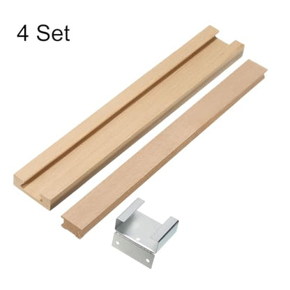 uxcell 4 Set Wooden Drawer Slides, 13-3/4 (35 CM) Classic Wood Center Guide Track with Metal Slide Glide Bracket, Wood Drawer Glides Bottom Rails Replacement Kit - size: 13-3/4