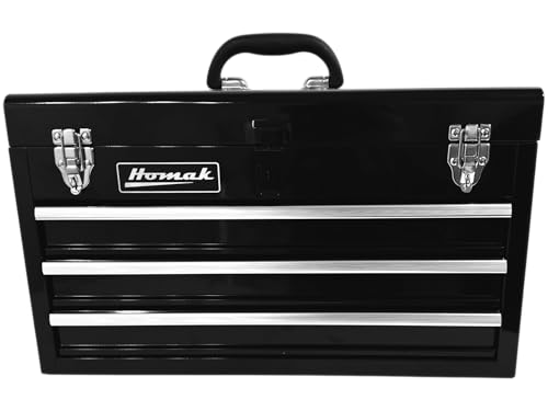 Homak 3 Drawer Ball Bearing Toolbox Chest, Black, 20 Inches - color: Black, size: 3-Drawer