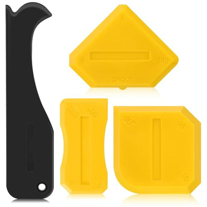 Outus 4 Pieces Silicone Caulking Tool Set Sealant Finishing Grout Scraper Caulking Removal Tool for Kitchen Bathroom Floor Sink Joint Sealant Sealing Home House Renovation, Reuse and Replace(Yellow) - color: Yellow