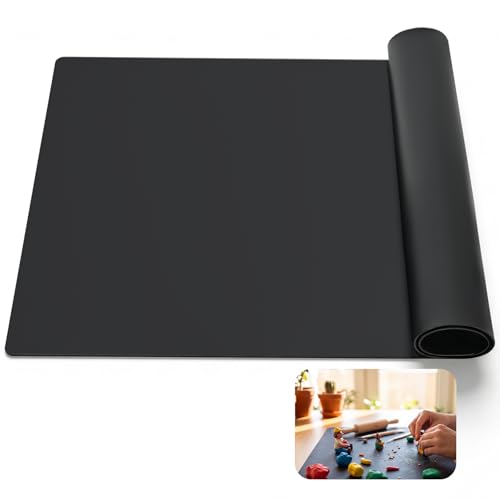 Silicone Crafting Mat for Artists, 32"x24"x1.2mm Large Nonstick Art Sheet for Resin Craft, Jewelry Casting, Acrylic Painting, Clay Work, Heat Resistant Desk Protector and Placemat | Black - color: Black, size: 32" x 24"