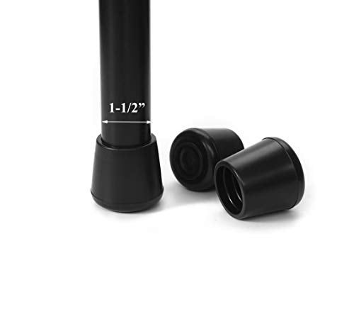 Furnigear Chair Leg Tips Caps Non-Slip Rubber Leg Tips 1-1/2” Inner Diameter Chair Leg Floor Protectors Round Black 4 Pack (Fit Round Diameter 38-39mm) - color: Black, size: 1-1/2" -4pack