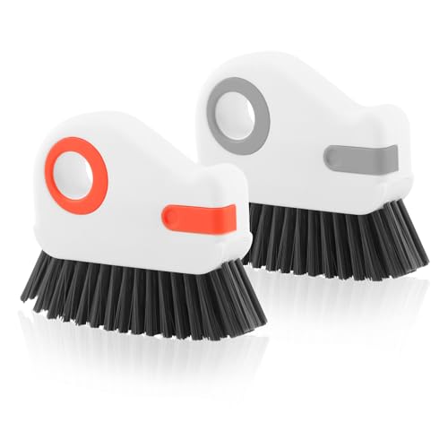 2Pcs 2 in 1 Groove Cleaning Brush, Window Track Cleaning Tools with Hidden Scraper, Multifunctional Hard Bristle Grip Brush for Sliding Door Track, Window Sill