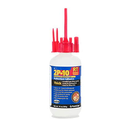 FastCap 2P-10 - Thick (RT-Rubber-toughened) – High Performance Heavy-Duty Super Glue - CA (Cyanoacrylate Adhesive) -10 oz/283g. Superior Shock Resistant. Activator Sold Separately (1-Bottle) - style: Thick RT