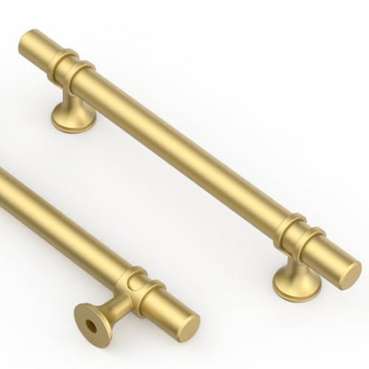 Asidrama 10 Pack 5 Inch(128mm) Brushed Gold Kitchen Cabinet Handles, Cabinet Pulls Kitchen Cabinet Hardware Cupboard Handles Drawer Pulls - color: Brushed Gold, size: 5" Hole Center, style: 10 Pack