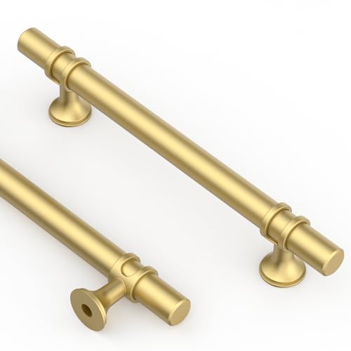 Asidrama 10 Pack 5 Inch(128mm) Brushed Gold Kitchen Cabinet Handles, Cabinet Pulls Kitchen Cabinet Hardware Cupboard Handles Drawer Pulls - color: Brushed Gold, size: 5" Hole Center, style: 10 Pack