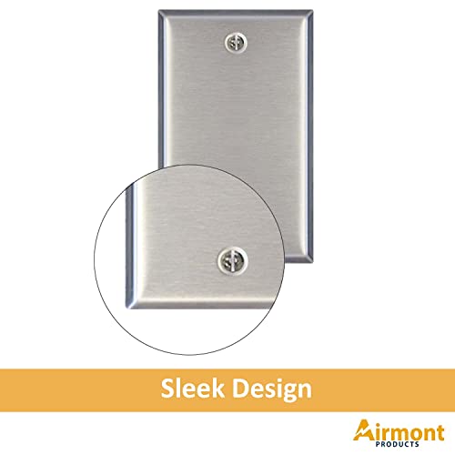 AP-10411, Stainless Steel Blank Wall Plates, 1 Gang Standard Size 4.50" x 2.76" Corrosion and Heat Resistant, Silver Metal, Cover Unused Electrical Sockets or Switch Holes - size: 1 Gang