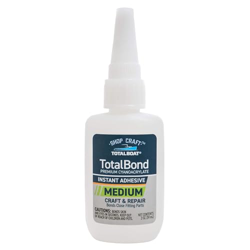TotalBoat Medium CA Glue - TotalBond Cyanoacrylate Super Glue Adhesive for Wood, Plastic, Glass, Metal, Epoxy and Crack Repair - 2 oz - style: Medium